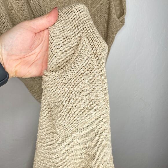 Calypso St. Barth Camel Knit Long Open Waterfall Cardigan Duster Sweater Vest Sm - Picture 9 of 13